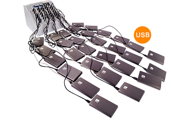 USB-Festplattenkopierer vomm Bestückt mit USB-Festplatten