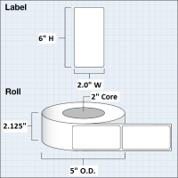 Etikettenrolle -  Paper High Gloss (HG) - Gr&ouml;&szlig;e 51 x 152 mm (2&quot; x 6&quot; ) - 350 Etiketten - Etikettenrolle 51mm (2&quot;) Kern  /  127mm (5&quot;) Au&szlig;en
