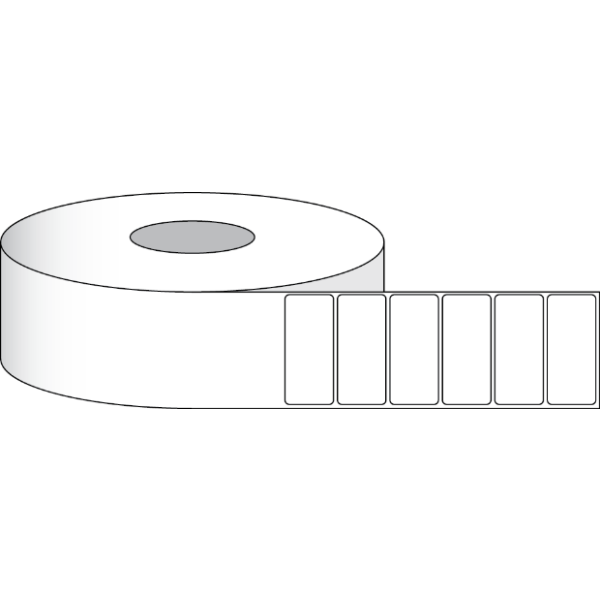 Etikettenrolle -  Poly White Gloss (PWG) - Größe 51 x 25 mm (2" x 1" ) - 1900 Etiketten - Etikettenrolle 51mm (2") Kern  /  127mm (5") Außen