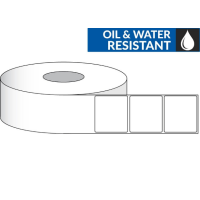 Etikettenrolle -  Poly White Gloss (PWG) - Größe 76 x 51 mm (3" x 2" ) - 600 Etiketten - Etikettenrolle 51mm (2") Kern  /  127mm (5") Außen