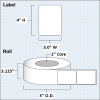 Etikettenrolle -  Paper High Gloss (HG) - Größe 76 x 38 mm (3" x 1.5") - 1300 Etiketten - Etikettenrolle 51mm (2") Kern  /  127mm (5") Außen