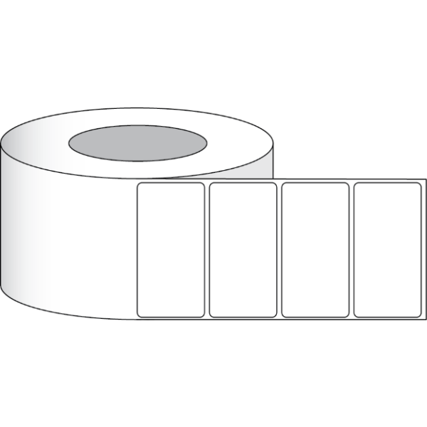 Etikettenrolle -  Poly White Gloss (PWG) - Größe 102 x 51 mm (4" x 2"  ) - 1250 Etiketten - Etikettenrolle 76mm (3") Kern  /  152mm (6") Außen