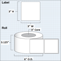 Etikettenrolle - DTM Poly White Gloss (PWG) - Größe 102 x 76 mm - Kern 76 mm