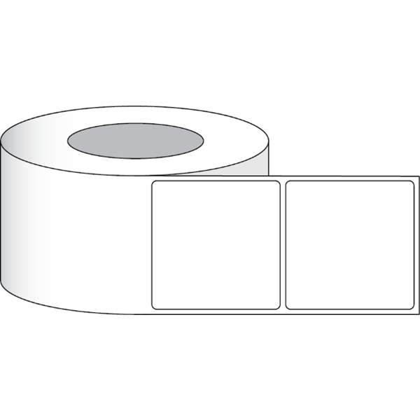 Etikettenrolle -  Paper Matte (M) - Größe 51 x 51 mm (2" x 2" ) - 1250 Etiketten - Etikettenrolle 76mm (3") Kern  /  152mm (6") Außen