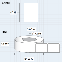 Etikettenrolle -  Paper Matte (M) - Größe 76 x 38 mm (3" x 1,5" ) - 1625 Etiketten - Etikettenrolle 76mm (3") Kern  /  152mm (6") Außen
