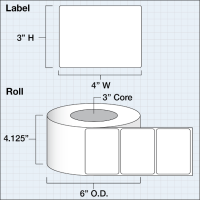 Etikettenrolle -  Paper Matte (M) - Größe 102 x 76 mm (4" x 3" ) - 850 Etiketten - Etikettenrolle 76mm (3") Kern  /  152mm (6") Außen