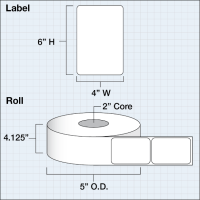 Etikettenrolle - DTM Poly White Gloss (PWG) - Größe 102 x 152 mm - Kern 76 mm