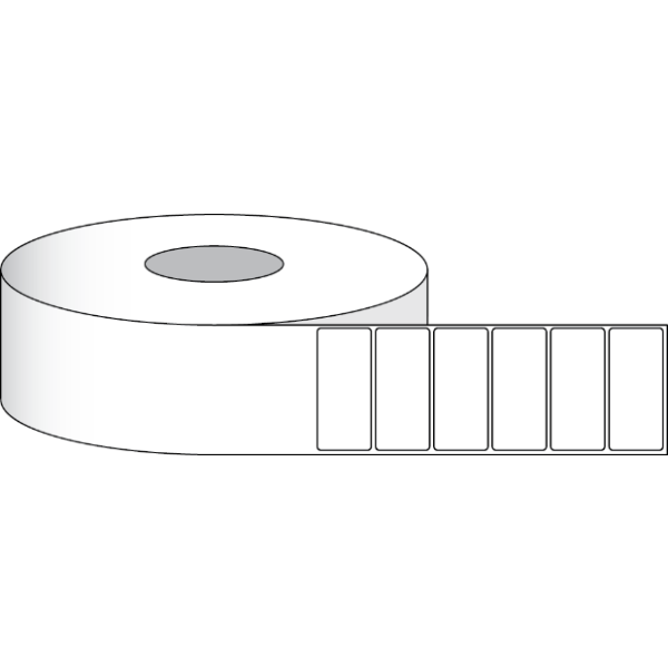 Etikettenrolle -  Poly White Matte (PWM) - Größe 76 x 64 mm (3" x 2.5") - 975 Etiketten - Etikettenrolle 76mm (3") Kern  /  152mm (6") Außen