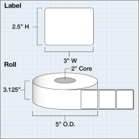 Etikettenrolle -  Poly White Matte (PWM) -...