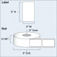 Etikettenrolle - DTM Poly White Matte (PWM) -...
