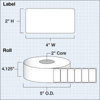 Etikettenrolle - DTM Poly White Matte (PWM) -...