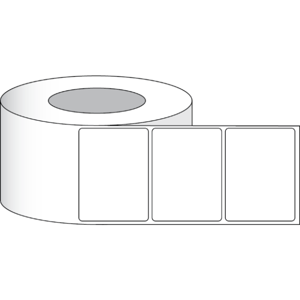 Etikettenrolle -  Poly White Matte (PWM) - Größe 102 x 76 mm (4" x 3" ) - 800 Etiketten - Etikettenrolle 76mm (3") Kern  /  152mm (6") Außen