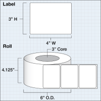 Etikettenrolle -  Poly White Matte Eco (PWME) - Größe 102 x 76 mm (4" x 3" ) - 800 Etiketten - Etikettenrolle 76mm (3") Kern  /  152mm (6") Außen