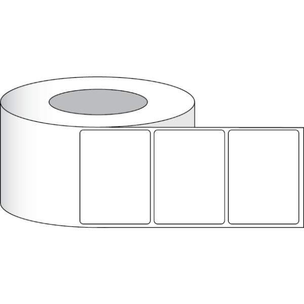 Etikettenrolle -  Poly White Matte Advanced (PWMA)  - Größe 102 x 76 mm (4" x 3" ) - 850 Etiketten - Etikettenrolle 76mm (3") Kern  /  152mm (6") Außen