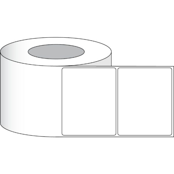 Etikettenrolle - DTM DryToner Paper Matte (RSG) - Größe 127 x 102 mm (5" x 4" ) - 1250 Etiketten  - Etikettenrolle 76mm (3") Kern  /  203mm (8") Außen