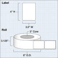 Etikettenrolle - DTM DryToner Paper Matte Nature (MN) - Gr&ouml;&szlig;e 76 x 102 mm (3&quot; x 4&quot; ) - 625 Etiketten  - Etikettenrolle 76mm (3&quot;) Kern  /  152mm (6&quot;) Au&szlig;en