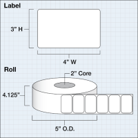 Etikett Structure Paper Gloss 102 x 76 mm  (4&quot; x 3&quot;) 850 Etiketten pro Rolle