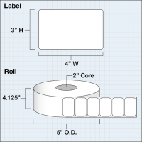 Etikettenrolle -  Structure Paper Matte (SPM)  - Größe 102 x 76 mm  (4" x 3") - 850 Etiketten - Etikettenrolle 76mm (3") Kern  /  152mm (6") Außen