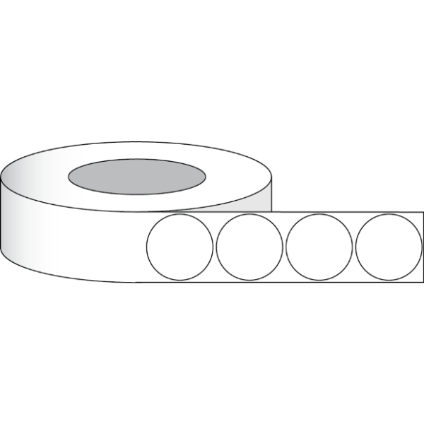 Etikettenrolle -  Paper High Gloss (HG) - Größe 35 mm Rund (1.375“ Rund) Mit Blackmark und Matrix - 1775 Etiketten - Etikettenrolle 76mm (3") Kern  /  152mm (6") Außen