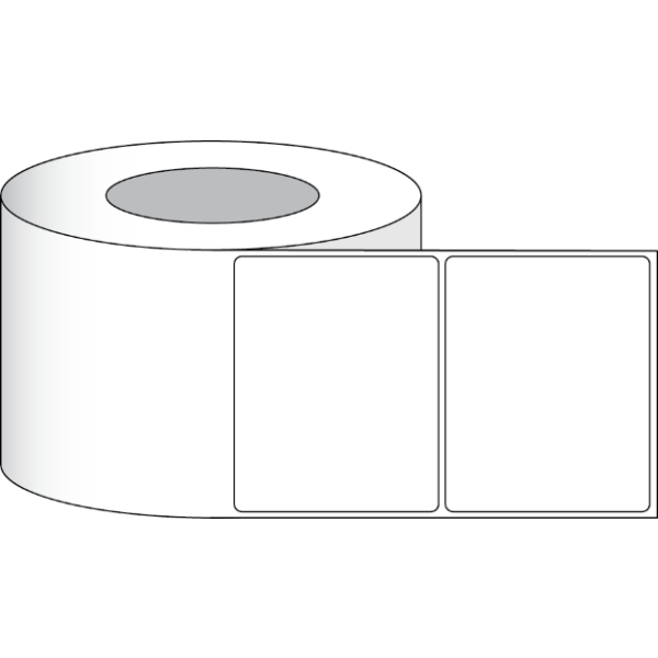 Etikettenrolle - DTM DryToner Poly PET Transparent Gloss (NNPTG) - Gr&ouml;&szlig;e 127 x 102 mm (5&quot; x 4&quot; ) - 1250 Etiketten Wiith Blackmark - Etikettenrolle 76mm (3&quot;) Kern  /  203mm (8&quot;) Au&szlig;en