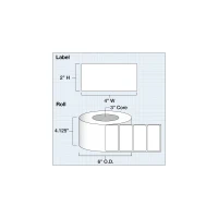 Etikettenrolle - DTM Cotton Fabric White (with Blackmark) - Größe 102 x 76 mm (4" x 3") - 450 Etiketten - Etikettenrolle 76mm (3") Kern  /  152mm (6") Außen