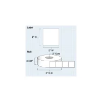 Etikettenrolle - DTM EcoTec Poly Clear Gloss R90 - Größe 51 x 51 mm (2" x 2")  - 1250 Etiketten - Etikettenrolle 76mm (3") Kern  /  152mm (6") Außen