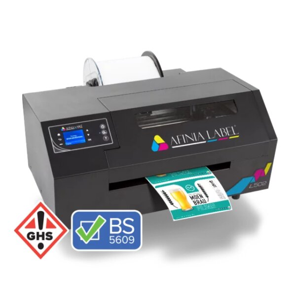 Afinia L502 mit Pigment oder Dye Tinte - Industriedrucker mit BS5609 und GHS Zertifizierung